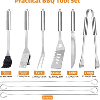 11-Piece Professional Stainless Steel BBQ Grill Accessories Set - Portable Grill Tools Kit with Storage Bag