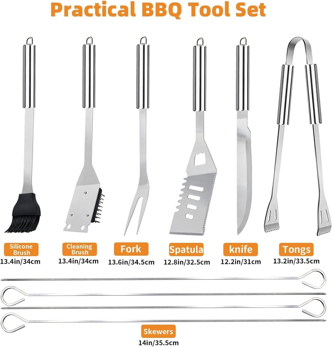 11-Piece Professional Stainless Steel BBQ Grill Accessories Set - Portable Grill Tools Kit with Storage Bag