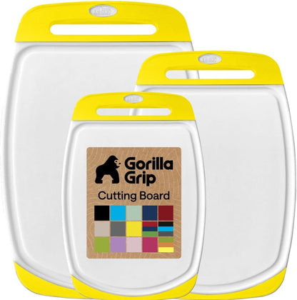 BPA Free Cutting Board Set of 3 – Non Slip Plastic Kitchen Boards with Juice Grooves