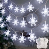 2 Pack Christmas Snowflakes String Lights Outdoor, 50LED 24FT Snowflake Decorative Xmas Lights Battery Operated, 8 Lighting Modes & Timer, Waterproof for Garden Home Party Decoration, Cool White  ebasketonline White  