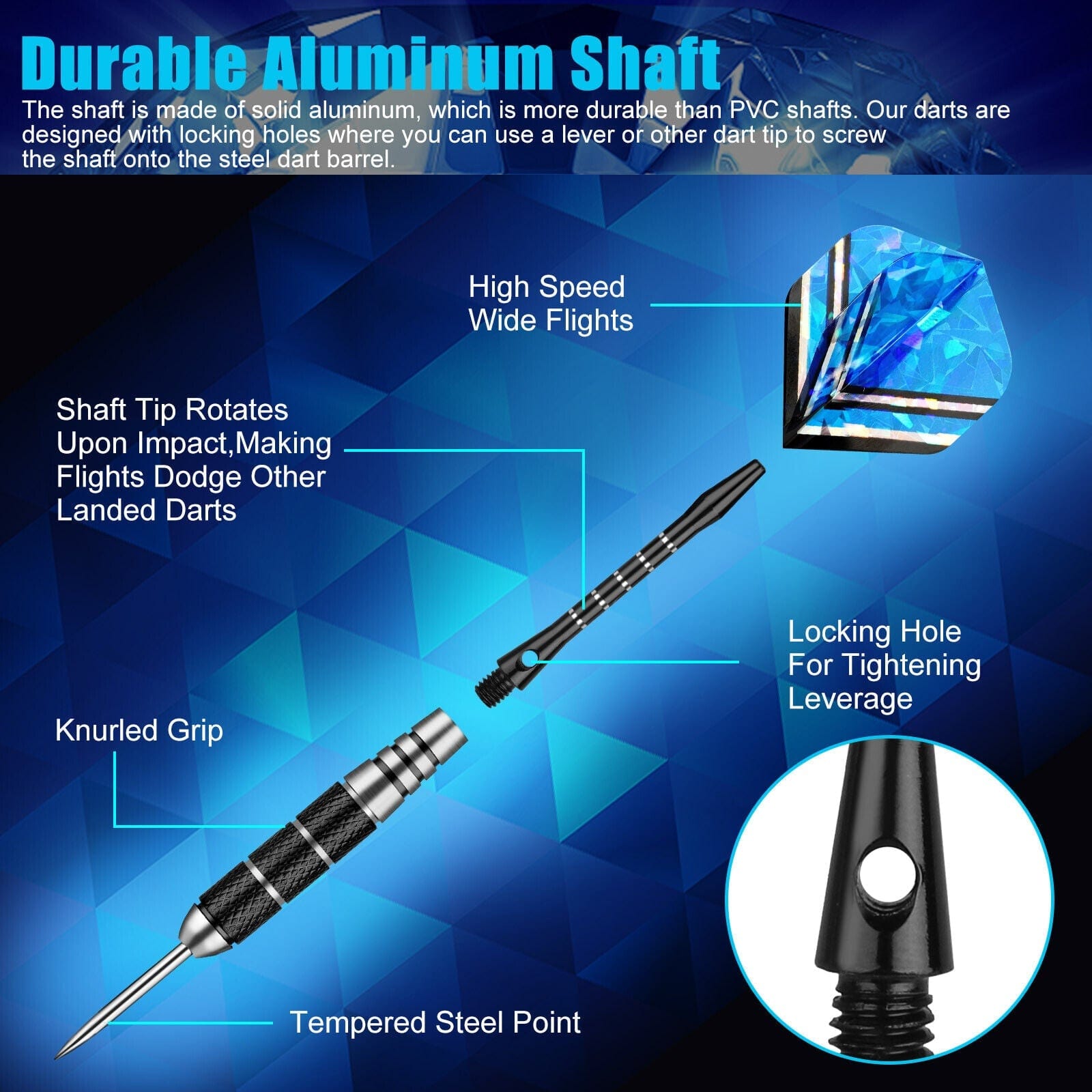 2 Sets(6Pcs) of Steel Tip Darts 22G Professional Dart Set Aluminium Dart Flights  ebasketonline   
