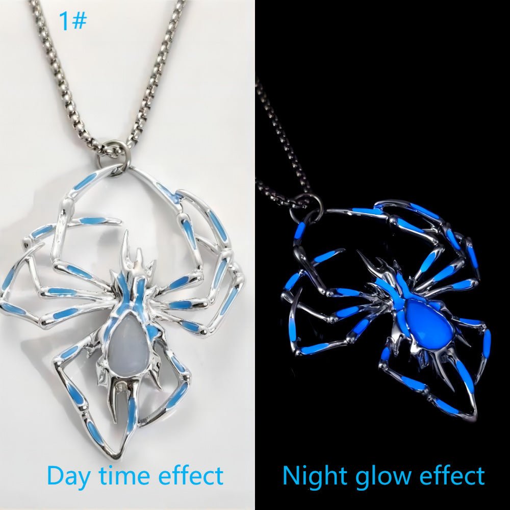 Halloween Glow-in-the-Dark Luminous Spider Necklace – Vintage Fluorescent Jewelry for Men & Women