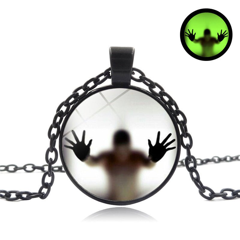 Round Luminous Necklace: Halloween Vintage Clavicle Pendant & Sweater Chain