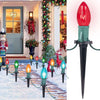 25.7 Feet C9 Christmas Pathway Lights with 20 Multicolored Bulbs and 20 Stakes Waterproof Connectable Walkway Lights  ebasketonline C9 Pathway Lights  