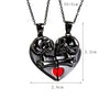 Halloween Couple Necklace: Heart-Shaped Skull Pendant