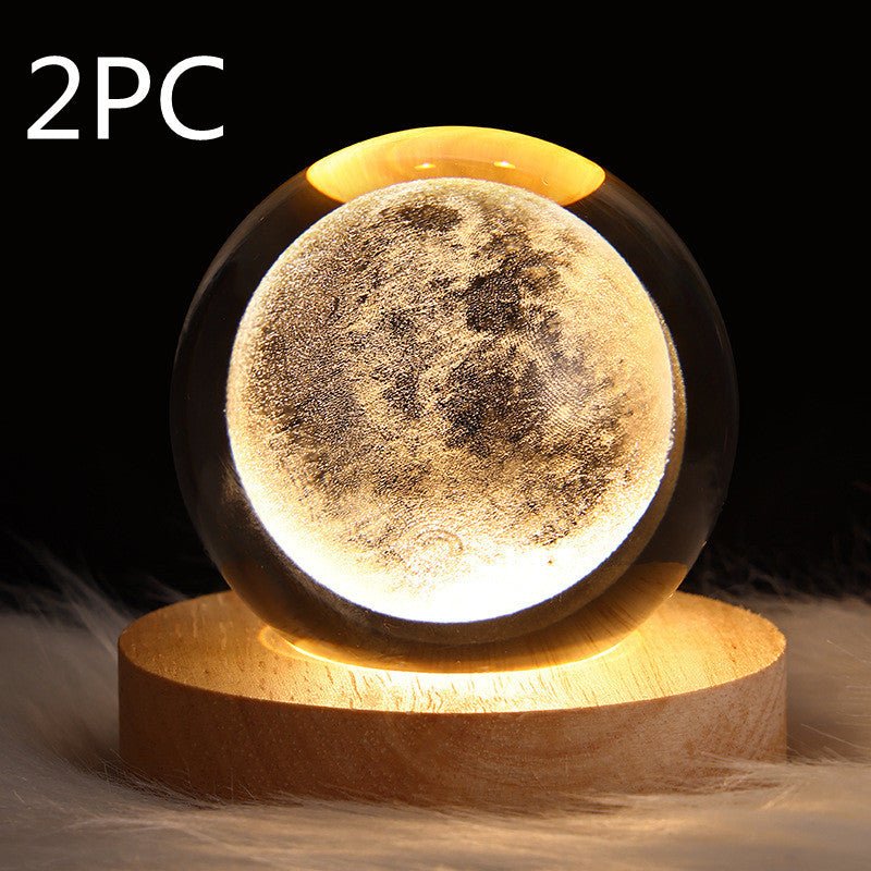 Luminous Starry Sky Crystal Ball Night Lamp - Moon & Planet Projection Ambience Light Gift