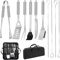 11-Piece Professional Stainless Steel BBQ Grill Accessories Set - Portable Grill Tools Kit with Storage Bag