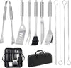 11-Piece Professional Stainless Steel BBQ Grill Accessories Set - Portable Grill Tools Kit with Storage Bag