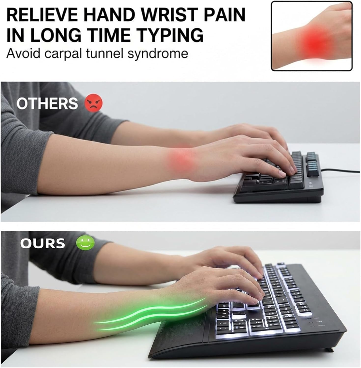 Large Print Keyboard for Seniors,Visually Impaired-High Contrast Black Keys,White Backlit with Cover,Wired USB 104 Full Size-Easy to Read Big Letters for Macular Degeneration Low Vision (No Glare)