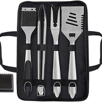 8-Piece Heavy Duty BBQ Grill Tools Set - Extra Thick Stainless Steel Spatula, Fork, Tongs, Cleaning Brush