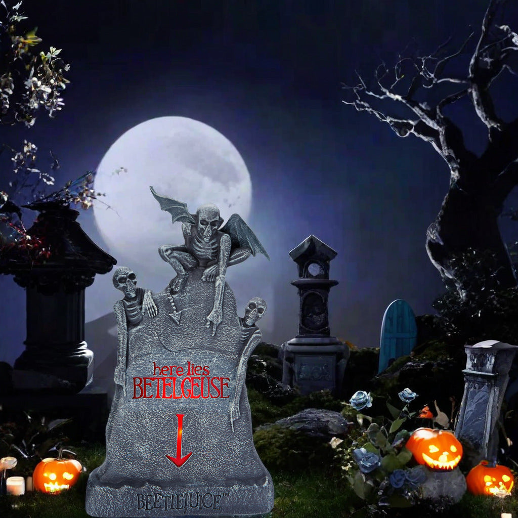 Halloween Horror Decoration: Glowing Skull Tombstone