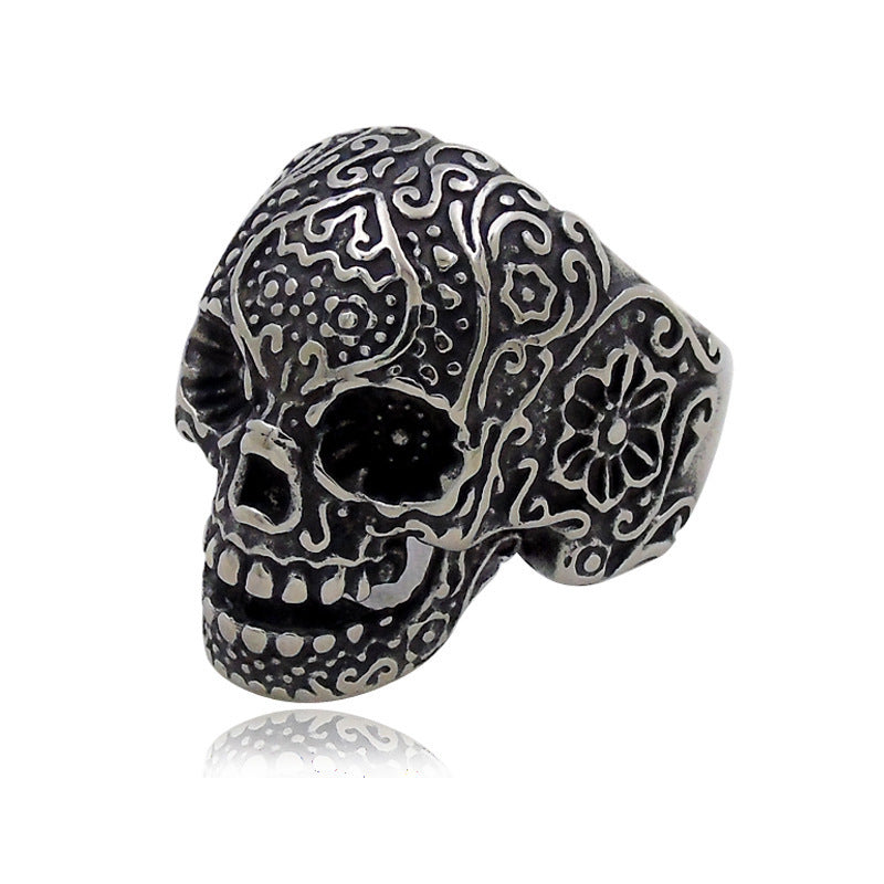 Trendy Men's Skull Ring with Punk Design