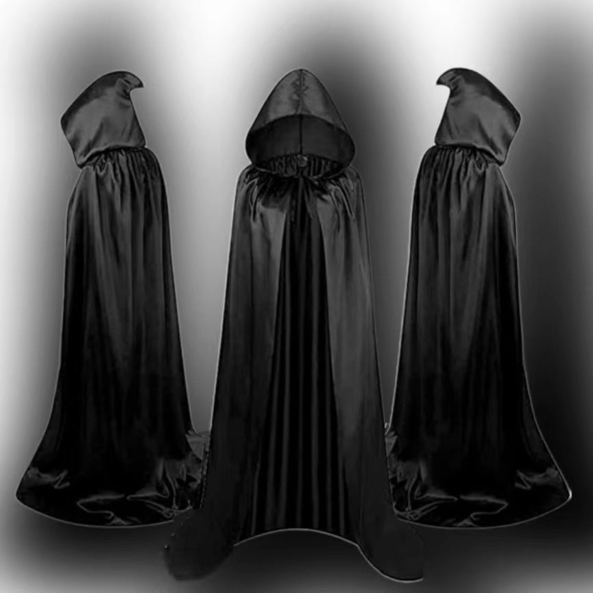 Children's Hooded Halloween Wizard Cloak - Black Cape Costume for Party & Decoration