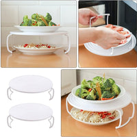 2PCS Microwave Steaming Rack Plate Covers - Plastic Steamer Food Tray Shelf for Oven, Pressure Cooker, and More  AMZ   