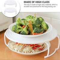 2PCS Microwave Steaming Rack Plate Covers - Plastic Steamer Food Tray Shelf for Oven, Pressure Cooker, and More  AMZ   