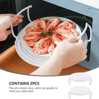 2PCS Microwave Steaming Rack Plate Covers - Plastic Steamer Food Tray Shelf for Oven, Pressure Cooker, and More  AMZ   
