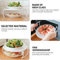 2PCS Microwave Steaming Rack Plate Covers - Plastic Steamer Food Tray Shelf for Oven, Pressure Cooker, and More