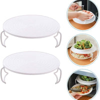 2PCS Microwave Steaming Rack Plate Covers - Plastic Steamer Food Tray Shelf for Oven, Pressure Cooker, and More  AMZ   