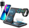 Black 3-in-1 Fast Wireless Charging Station for iPhone, Apple Watch, and Airpods Pro in Black