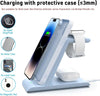 Blue 3 in 1 Wireless Charging Station Compatible for Apple Products