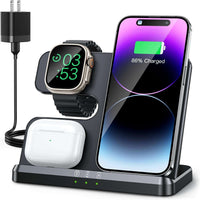 Black 3 in 1 Wireless Charging Station Wireless Charger for Iphone