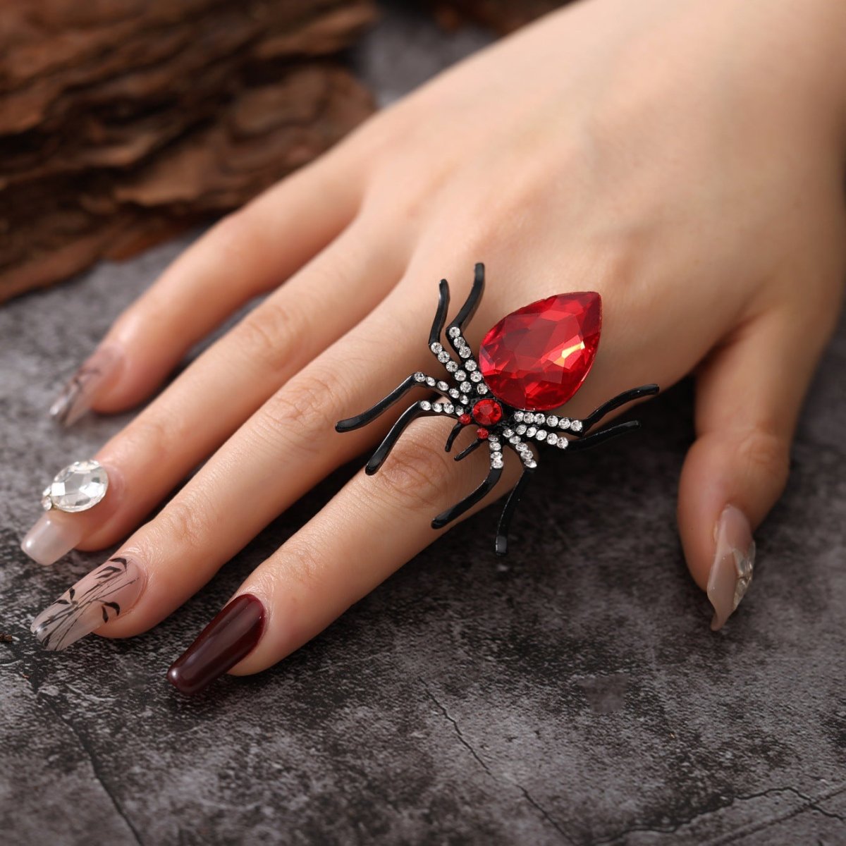 Halloween Rhinestone Spider Ring – Fashionable Open Ring for Women