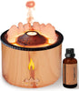 Wood Yellow 360ML Essential Oil Diffuser: Volcano and Flame Air Diffuser/Humidifier with Red & Blue Light