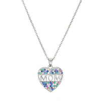 Mother's Day Gift – Peach Heart "MOM" Pendant Necklace in Copper