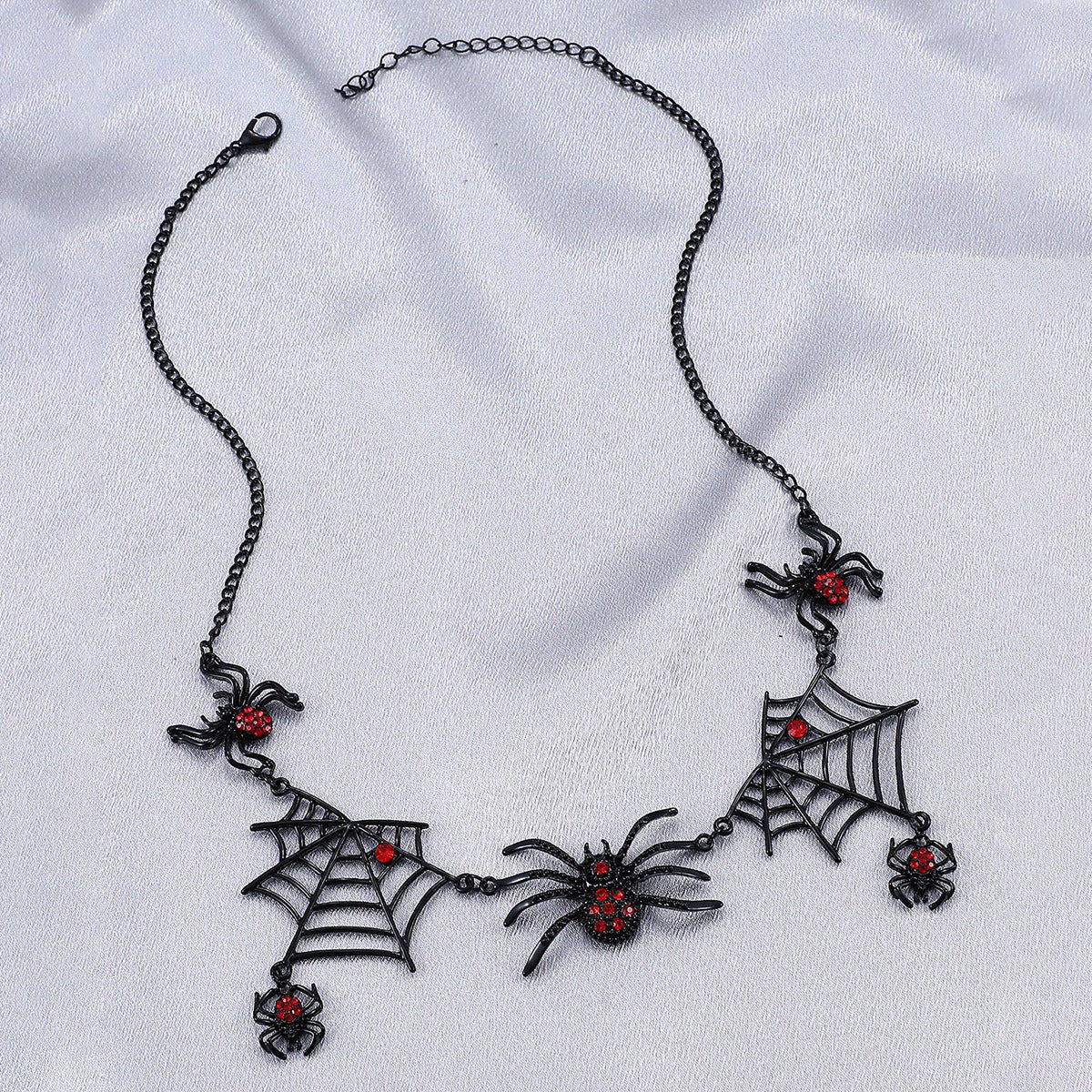 Unique Halloween Jewelry: Spider and Web Pendant Necklace