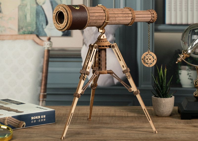 Wood color 3D Handmade DIY Telescope Kit