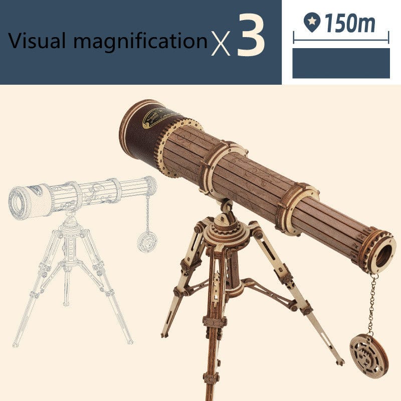 Wood color 3D Handmade DIY Telescope Kit