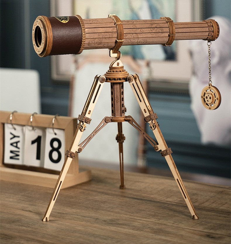 Wood color 3D Handmade DIY Telescope Kit