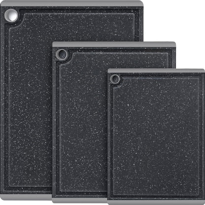 3-Piece Large Plastic Cutting Board Set with Non-Slip Feet and Juice Grooves