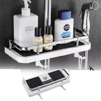 Punch-Free Shower Rod Shelf - Bathroom Storage Solution for Toiletries & Hanging Baskets