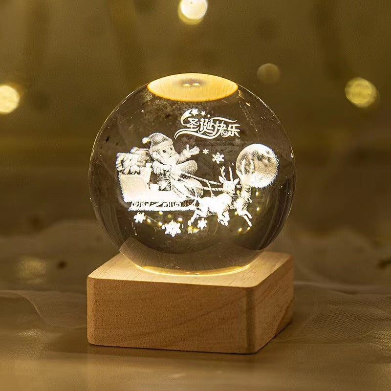 Luminous Starry Sky Crystal Ball Night Lamp - Moon & Planet Projection Ambience Light Gift