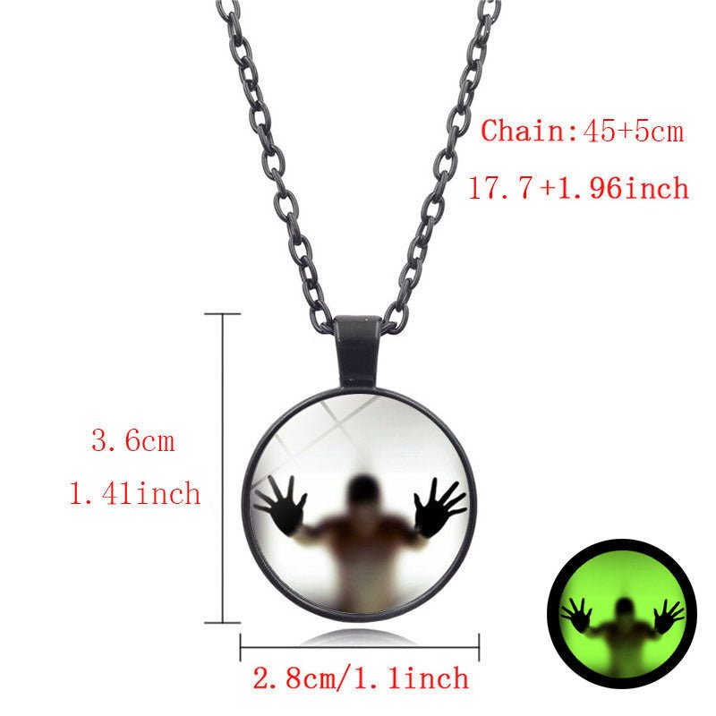 Round Luminous Necklace: Halloween Vintage Clavicle Pendant & Sweater Chain