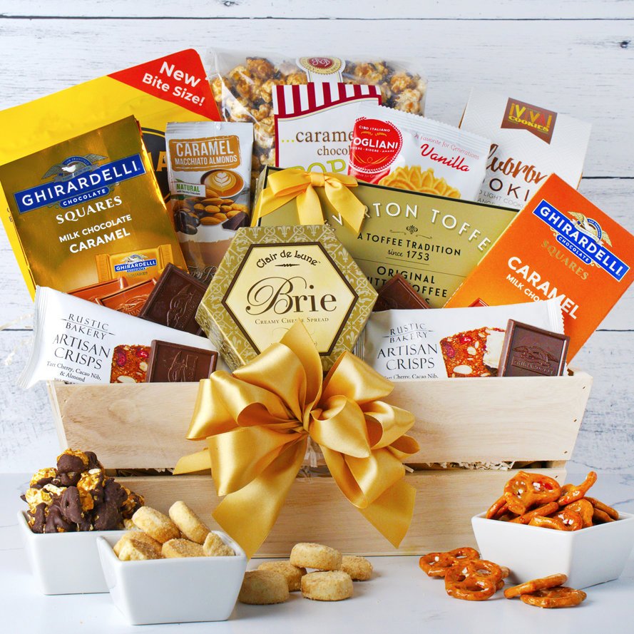 Golden Sweet & Savory Delight: Gourmet Snack Gift Basket