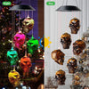 Solar-Powered Halloween Skull Wind Chimes - LED Garden Decoration, Outdoor Ornament