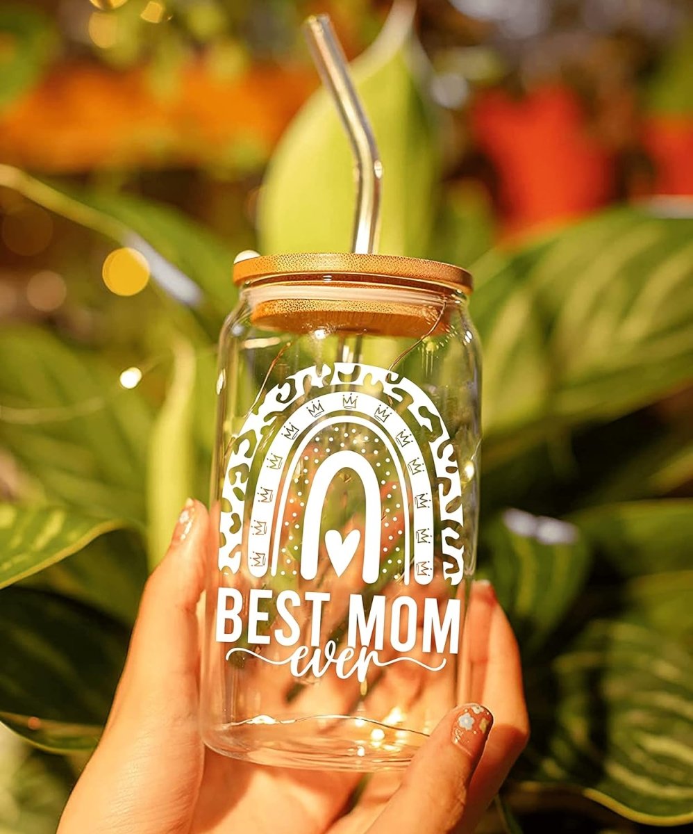 Mother's Day 16oz Can Glass Cup - Perfect Gift for Mom from Daughter, Son