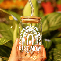 Mother's Day 16oz Can Glass Cup - Perfect Gift for Mom from Daughter, Son