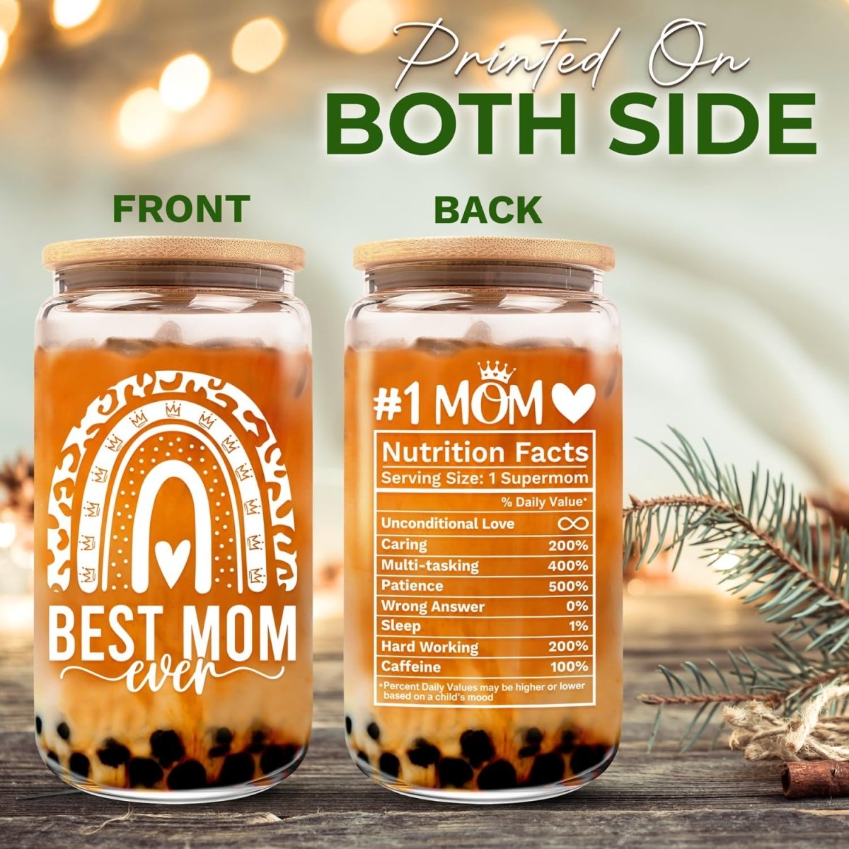 Mother's Day 16oz Can Glass Cup - Perfect Gift for Mom from Daughter, Son