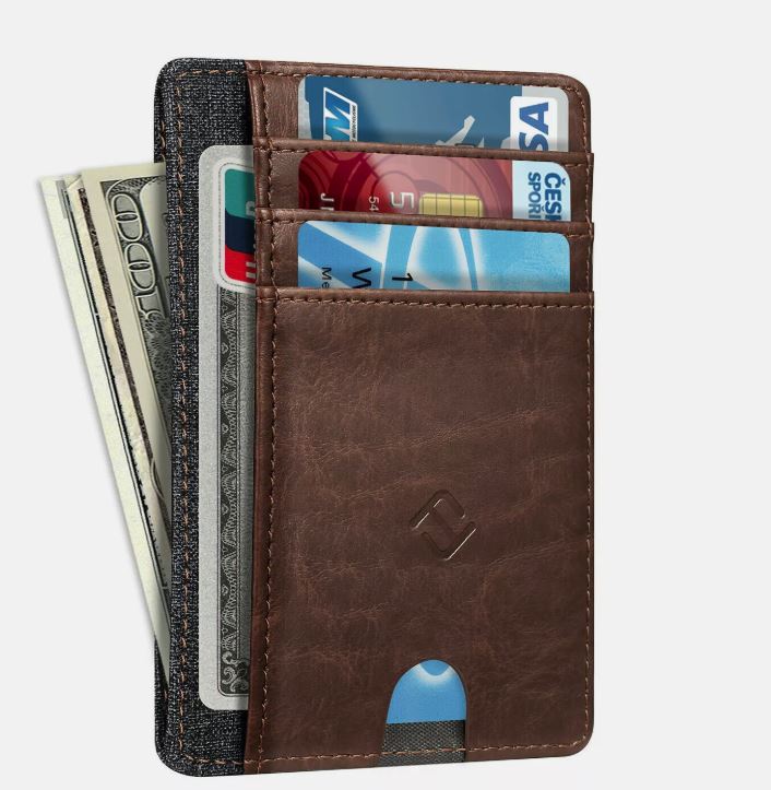 Minimalist Men's Wallet with RFID Protection and Coin Pocket