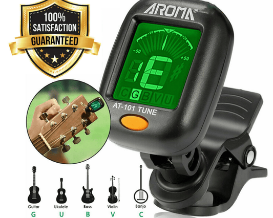 LCD Clip-On Chromatic Tuner for Guitar, Bass, Violin, Ukulele