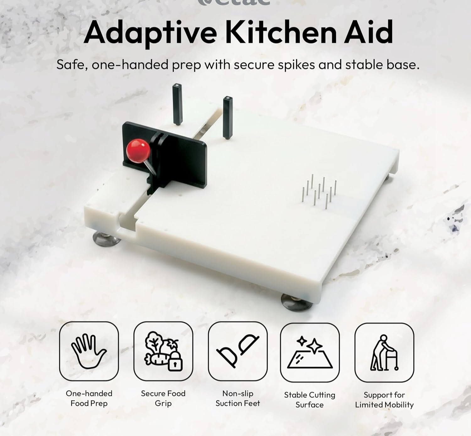 Adaptive One-Handed Cutting Board with Suction Base & Adjustable Clamp