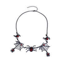 Unique Halloween Jewelry: Spider and Web Pendant Necklace