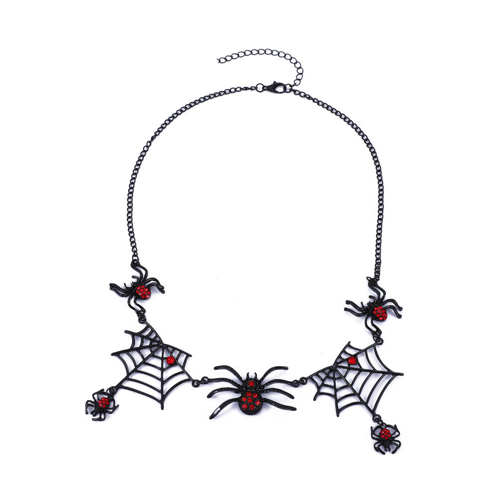 Unique Halloween Jewelry: Spider and Web Pendant Necklace