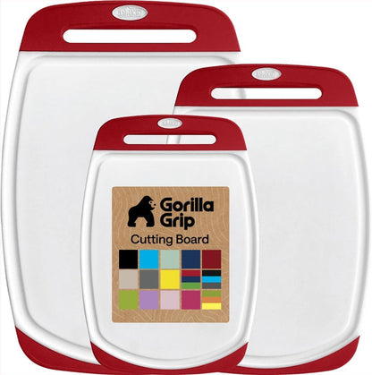 BPA Free Cutting Board Set of 3 – Non Slip Plastic Kitchen Boards with Juice Grooves