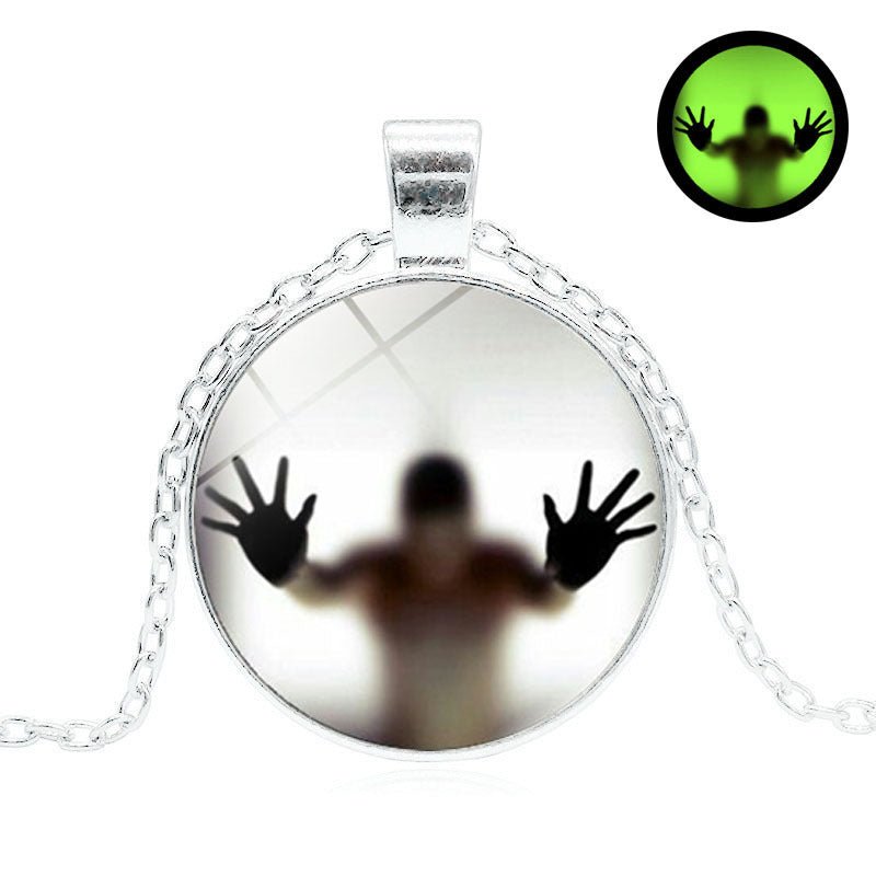 Round Luminous Necklace: Halloween Vintage Clavicle Pendant & Sweater Chain