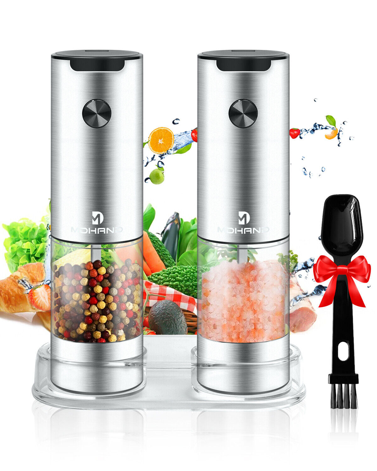 Battery Powered Electric Salt and Pepper Grinders with Adjustable Coarseness