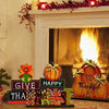  4-Pack Thanksgiving Themed Wood Pumpkin Table Centerpiece Signs – Harvest Autumn Glitter Decor for Home & Office